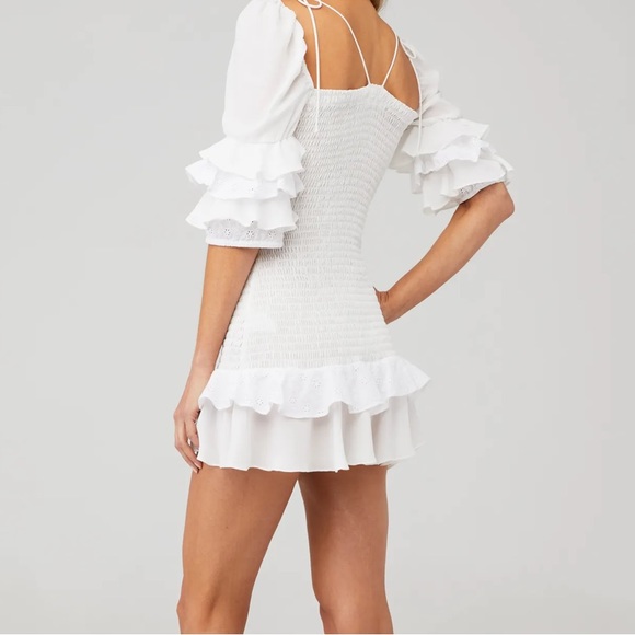 ✴️ NWOT NEW FOR LOVE & LEMONS
BORA BORA RUFFLE MINI DRESS WHITE SIZE SMALL - Picture 5 of 9